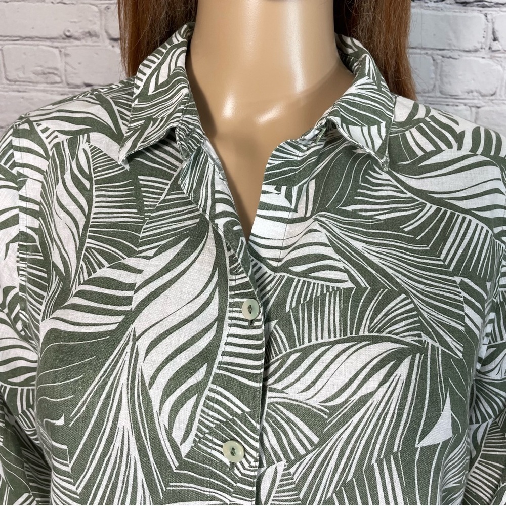 Chico's Linen Fresh Leaves No Iron Shirt Size 0 US S - Picture 3 of 11